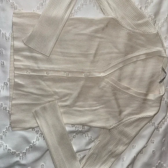 Abercrombie & Fitch Cream Ribbed Cardigan - Picture 3 of 7